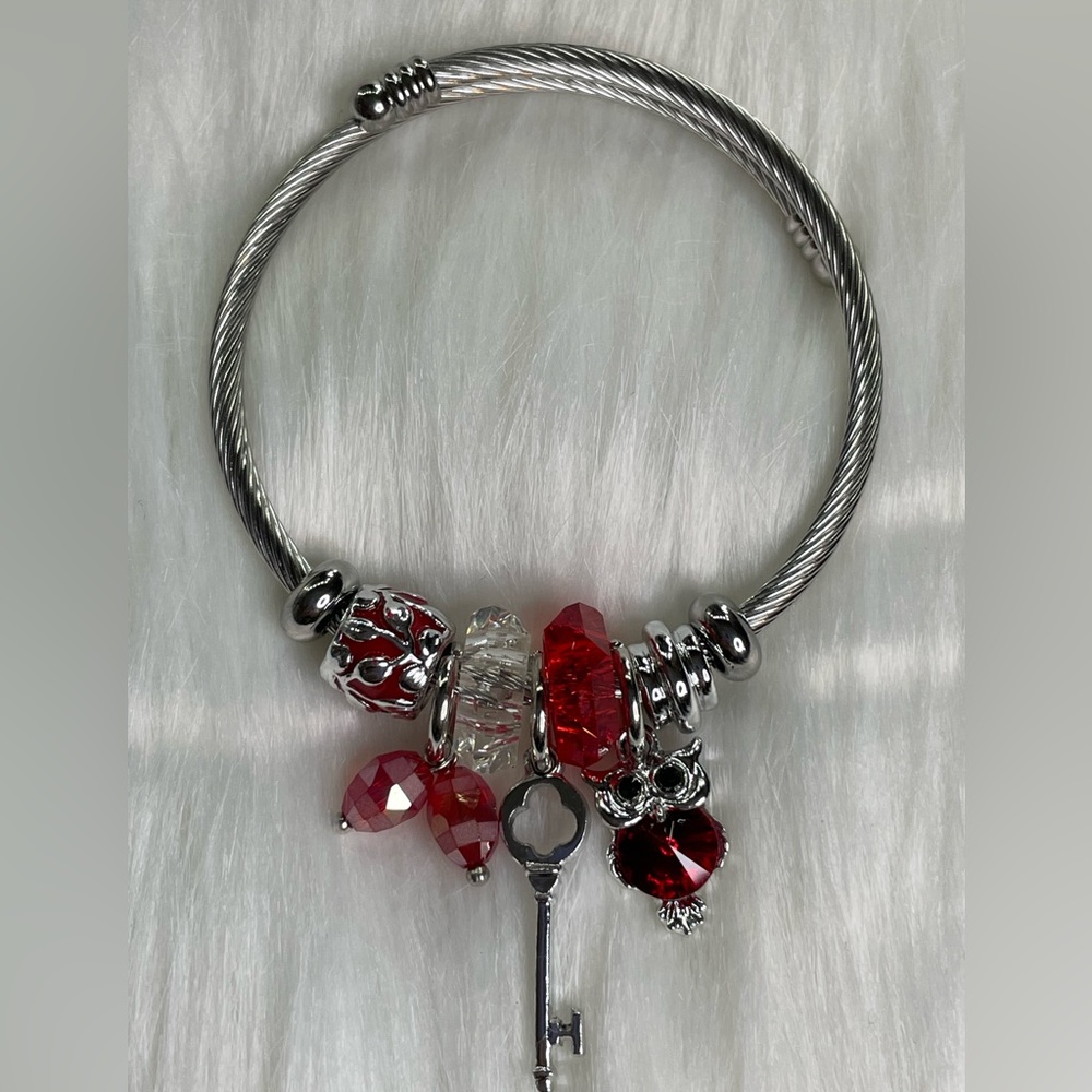 Fashion bracelet key and owl charms